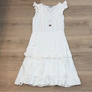 ✨ White Ruffled Dress w/ Cap Sleeves & Tie-Front Chest | NWOT ✨